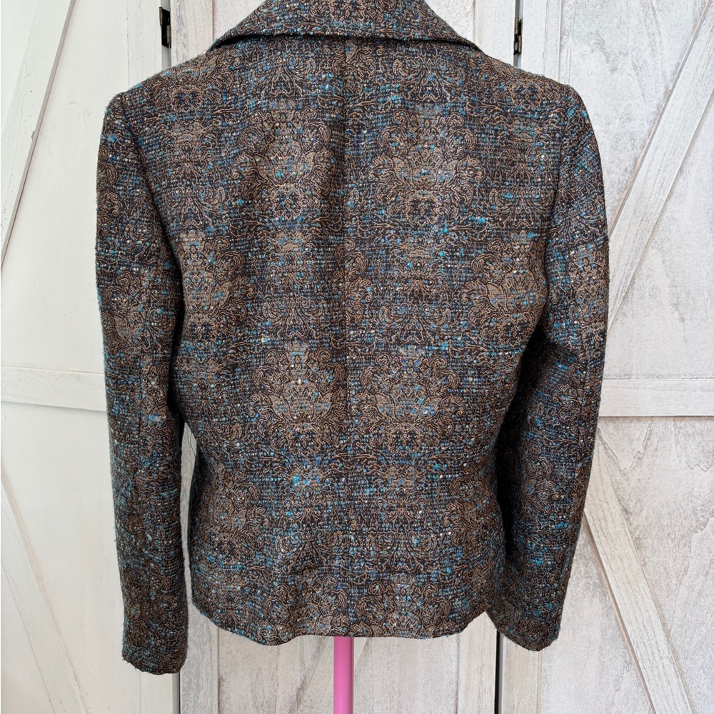 Insight New York Jacquard Blazer Jacket Women’s 10 Floral Textured Metallic - Picture 2 of 11